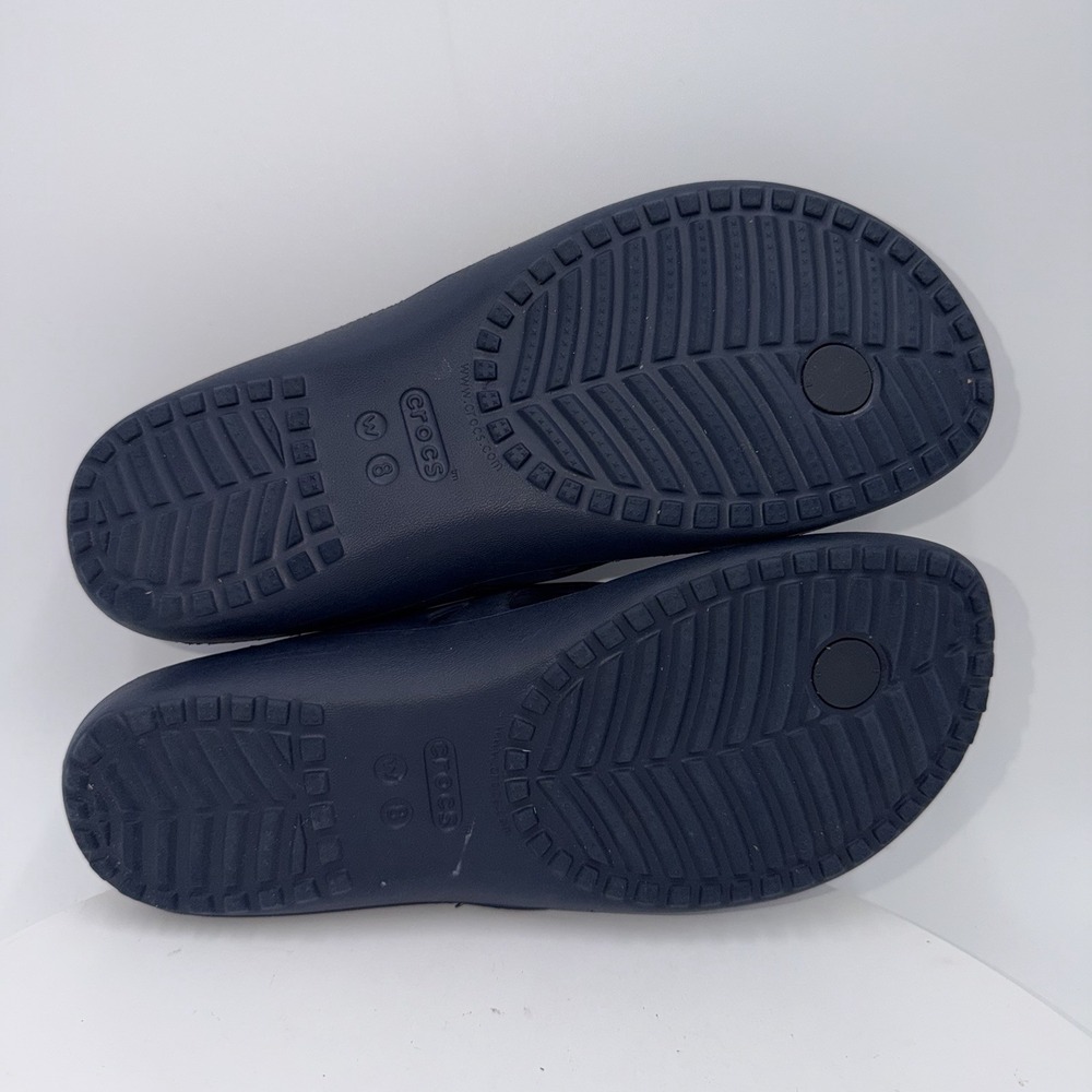 Women's Crocs Iconic Comfort Kadee II Navy Blue Beach Summer Flip Flops Size 8 - Picture 7 of 8